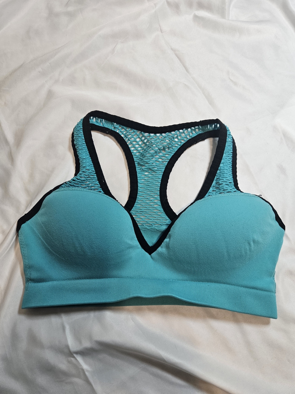 PINK Victoria's Secret Turquoise & Black Mesh Racerback Sports Bra